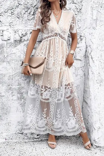 A-Line Lace Dress Midi for Wedding Formal Party