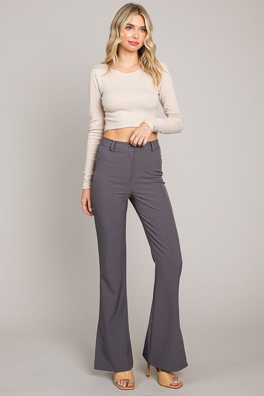 Slit Flare Twill Trousers