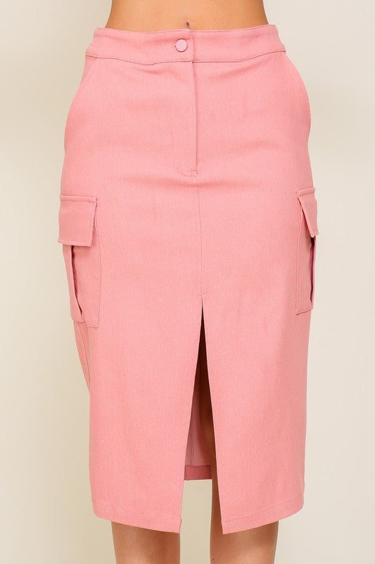 Front Slit Cargo Skirt
