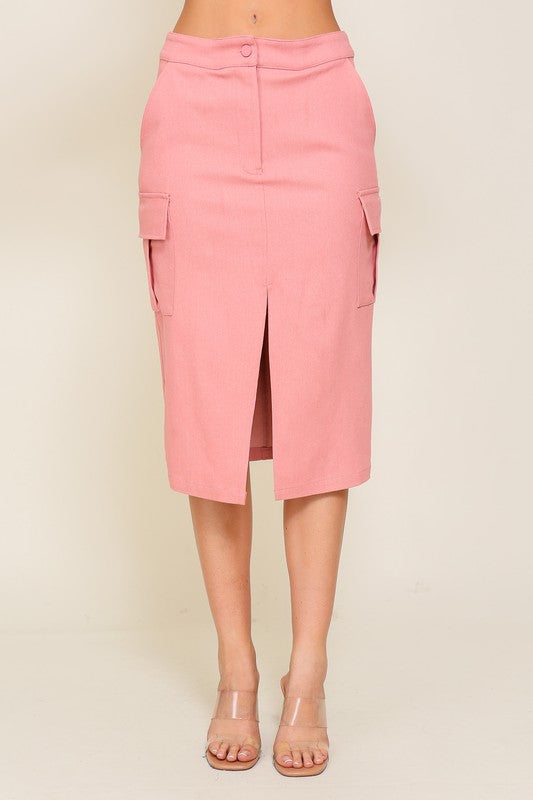 Front Slit Cargo Skirt